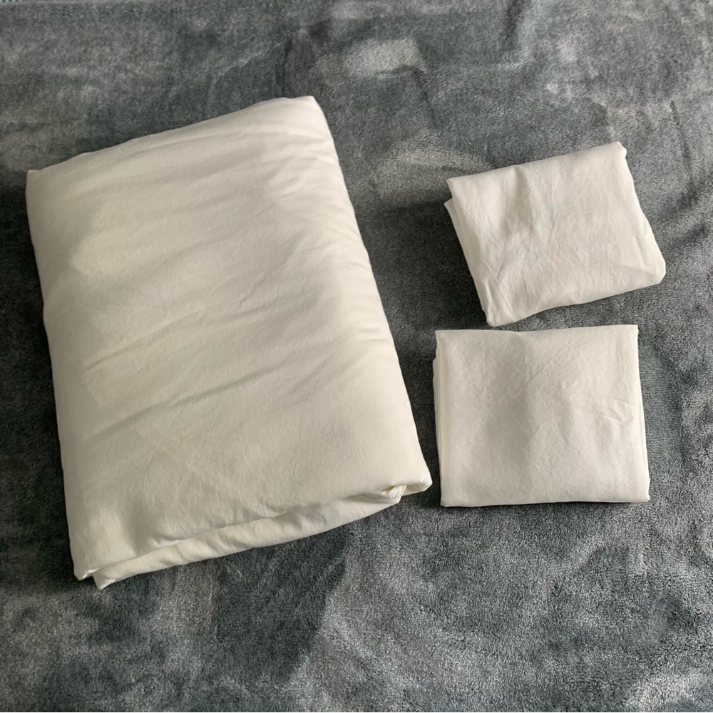 $220 PARACHUTE 100% Cotton KING/CAL Duvet Cover + 2 Pillow Cases Cream